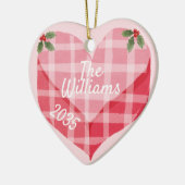Niedlich Pink Heart Gingham Custom Foto Christmas Keramik Ornament (Links)