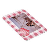 Niedlich Pink Heart Gingham Custom Foto Christmas Magnet (Rechte Seite)