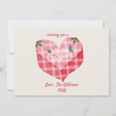 Niedlich Pink Heart Gingham Custom Foto Christmas Mitteilungskarte (Vorderseite)