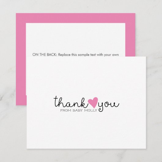 Niedlich Pink Heart Girl Babydusche Danke (Vorne/Hinten)