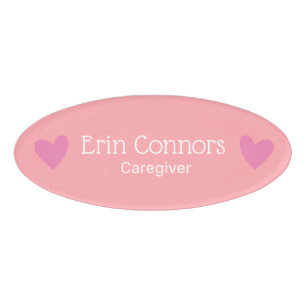 Niedlich Pink Heart Heart Care Betreuer Namenschild