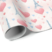 Niedlich Pink Hearts Chic Eiffel Tower Paris Franz Geschenkpapier (Rolleneckpunkt)