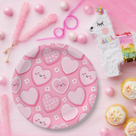 Niedlich Pink Hearts Girl Geburtstagsparty Pappteller