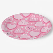 Niedlich Pink Hearts Girl Geburtstagsparty Pappteller (Schrägansicht)