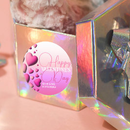 Niedlich Pink Hearts Happy Valentinstag Urlaub Runder Aufkleber