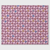 Niedlich Pink Hearts Muster Vintag Girl Weihnachte Geschenkpapier (Flach)