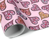 Niedlich Pink Hearts Muster Vintag Girl Weihnachte Geschenkpapier (Rolleneckpunkt)