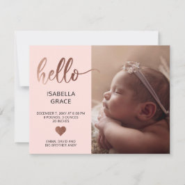 Niedlich Pink Hello Foto Kinderankündigung Ankündigung