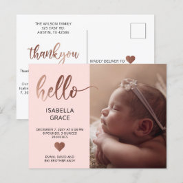 Niedlich Pink Hello Foto Kinderankündigung Ankündigungspostkarte