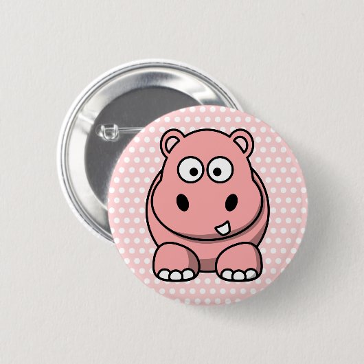 Niedlich Pink Hippo Button (Vorne & Hinten)