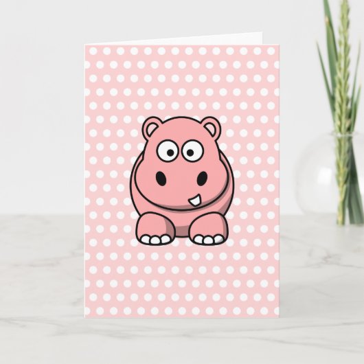 Niedlich Pink Hippo Karte (Vorderseite)