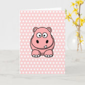 Niedlich Pink Hippo Karte (Gelbe Blume)