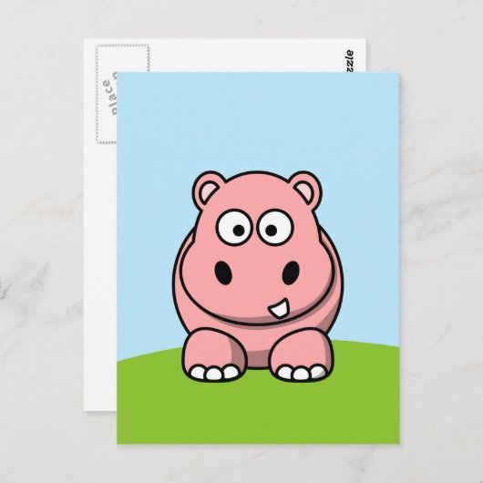 Niedlich Pink Hippo Postkarte (Vorne/Hinten)