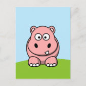 Niedlich Pink Hippo Postkarte (Vorderseite)