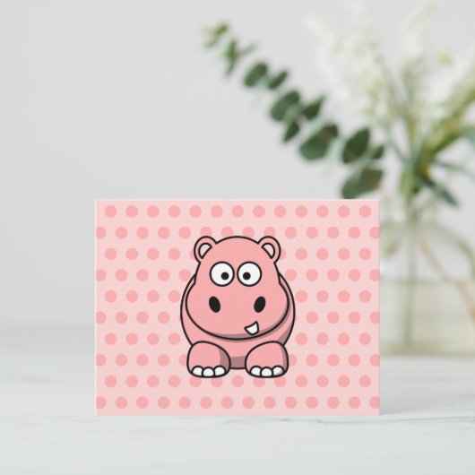 Niedlich Pink Hippo Postkarte (Stehend Vorderseite)