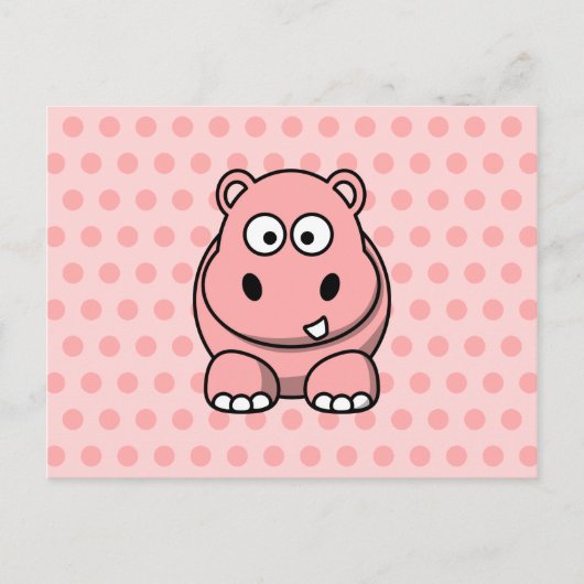 Niedlich Pink Hippo Postkarte (Vorderseite)