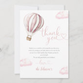 Niedlich Pink Hot Air Ballon Babydusche Dankeskarte (Vorderseite)