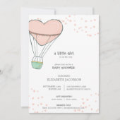 Niedlich Pink Hot Air Ballon Babydusche Einladung (Vorderseite)