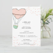 Niedlich Pink Hot Air Ballon Babydusche Einladung (Stehend Vorderseite)