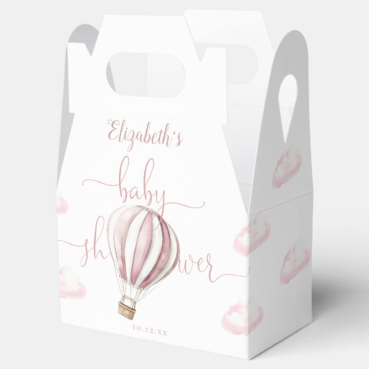 Niedlich Pink Hot Air Ballon Girl Babydusche Geschenkschachtel (Geöffnet)
