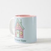 Niedlich Pink House Zuhause Sweet Zuhause Zweifarbige Tasse (Vorderseite Links)