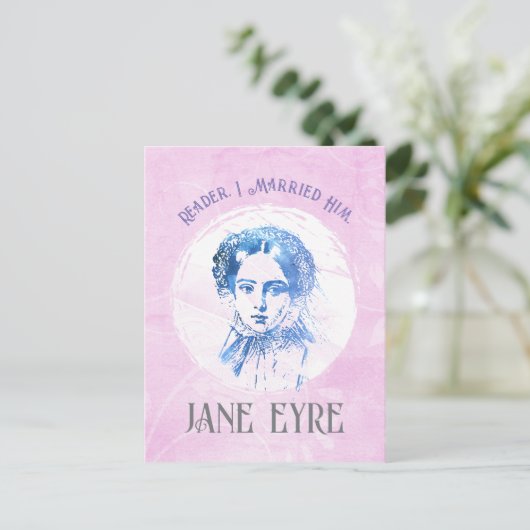 Niedlich Pink Jane Eyre Portrait Reader I Verheira Postkarte (Stehend Vorderseite)