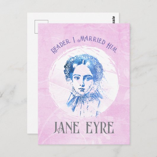 Niedlich Pink Jane Eyre Portrait Reader I Verheira Postkarte (Vorne/Hinten)