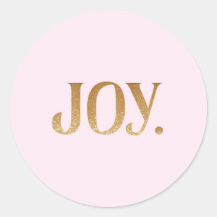 Niedlich Pink "Joy" Imitate Gold Glitzer Runder Aufkleber