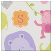 Niedlich-Pink-Jungle-Tiere Baby-Mädchen Custom Mon Stoff (Nahaufnahme)