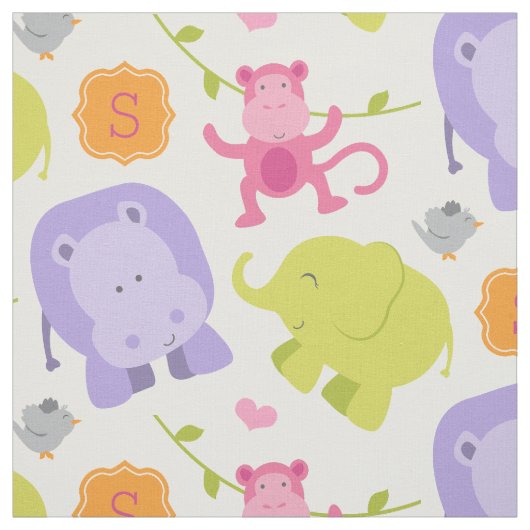 Niedlich-Pink-Jungle-Tiere Baby-Mädchen Custom Mon Stoff (Muster)