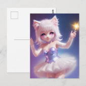 Niedlich Pink Katzenballett-Tänzerin Postkarte (Vorne/Hinten)