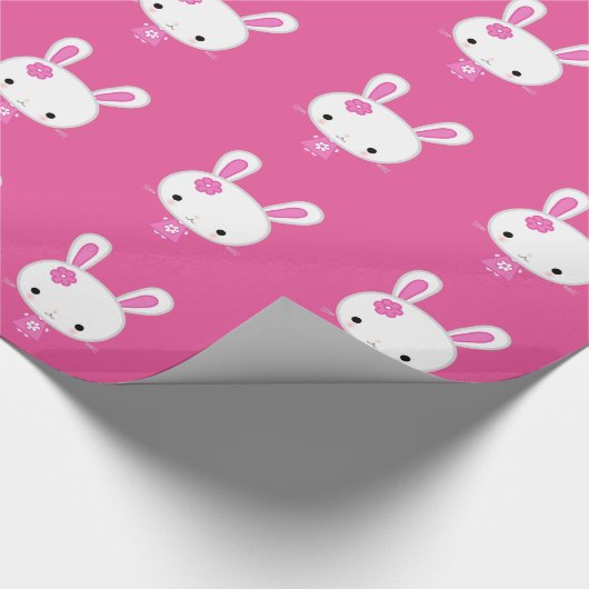 Niedlich Pink Kawaii Bunny Geschenkpapier (Ecke)