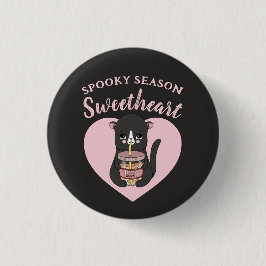 Niedlich Pink Kawaii Cat Spooky Season Sweetheart Button