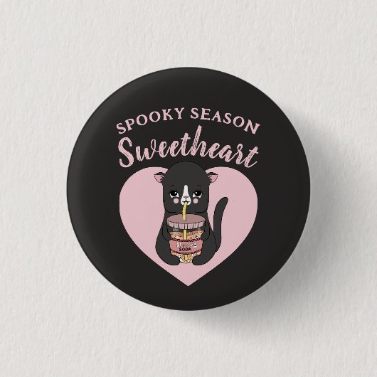 Niedlich Pink Kawaii Cat Spooky Season Sweetheart Button (Vorderseite)