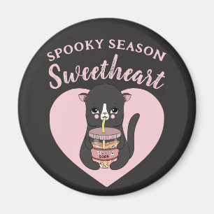 Niedlich Pink Kawaii Cat Spooky Season Sweetheart Magnet