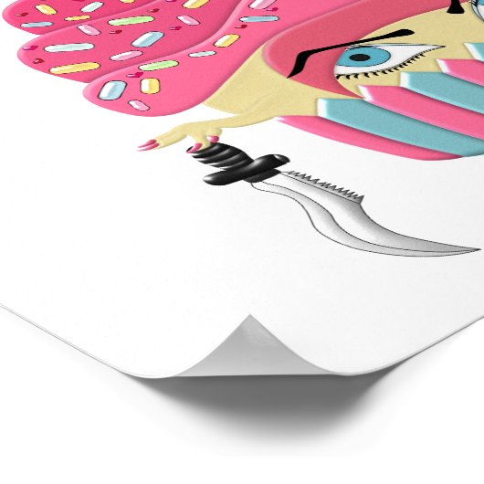 Niedlich Pink Kawaii Cupcake Art Halloween-Party Poster (Ecke)