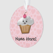 Niedlich Pink Kawaii Happy Face Cupcake Girls Ornament (Vorderseite)