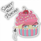 Niedlich Pink Kawaii Killer Cupcake Halloween Aufkleber (Vorderseite)