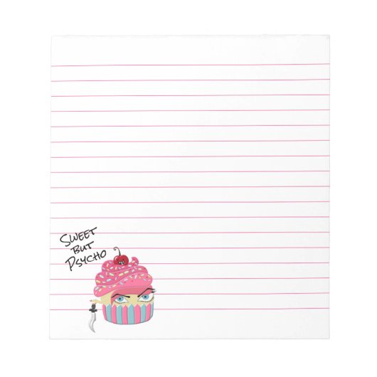 Niedlich Pink Kawaii Killer Cupcake Halloween-Part Notizblock (Vorderseite)