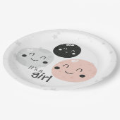 Niedlich Pink Kawaii Planet Es ist eine Girl Baby  Pappteller (Schrägansicht)