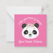 Niedlich Pink Kids Panda Klassenzimmer Valentinsta Mitteilungskarte (Vorderseite)