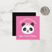 Niedlich Pink Kids Panda Klassenzimmer Valentinsta Mitteilungskarte (Vorderseite/Rückseite Beispiel)