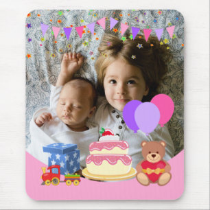 Niedlich Pink Kids Toys Geburtstagsfeier Foto Mousepad