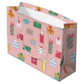 Niedlich Pink Kids Weihnachten Weihnachtspaket Geg Große Geschenktüte (Rückseite Schrägansicht)