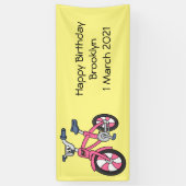 Niedlich-pink-Kinder Fahrrad Cartoon Abbildung Banner (Vertikal)