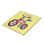 Niedlich-pink-Kinder Fahrrad Cartoon Abbildung Fliese (Seite)