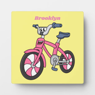 Niedlich-pink-Kinder Fahrrad Cartoon Abbildung Fotoplatte