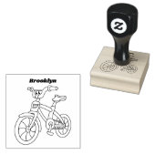 Niedlich-pink-Kinder Fahrrad Cartoon Abbildung Gummistempel (Stempel)