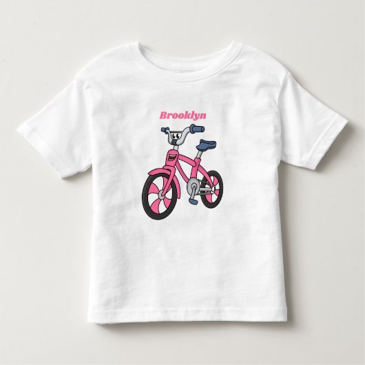Niedlich-pink-Kinder Fahrrad Cartoon Abbildung Kleinkind T-shirt (Vorderseite)