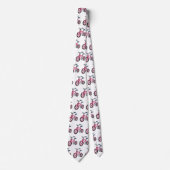 Niedlich-pink-Kinder Fahrrad Cartoon Abbildung Krawatte (Vorderseite)